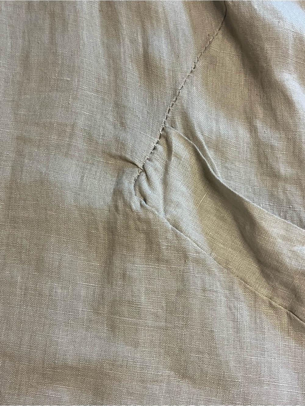 Zen Italian beige linen button up/back, regal collar/cowl dress w/pockets-NWT - Picture 15 of 16